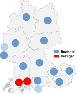 Relative Auftretenshäufigkeit von Bezieher / Bezüger innerhalb der einzelnen Areale