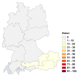 Relative Auftretenshäufigkeit von Risken innerhalb der einzelnen Areale im Verhältnis zu Risiken (in %)