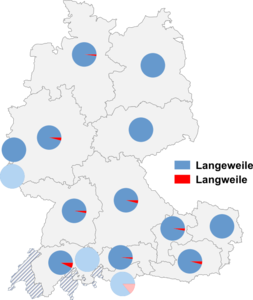 Relative Auftretenshäufigkeit von Langeweile / Langweile innerhalb der einzelnen Areale