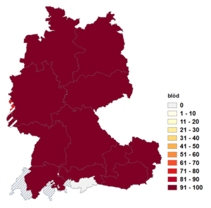 Relative Auftretenshäufigkeit von blöd innerhalb der einzelnen Areale im Verhältnis zu blöde (in %)