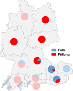 Relative Auftretenshäufigkeit von Fülle / Füllung innerhalb der einzelnen Areale