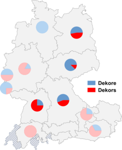 Relative Auftretenshäufigkeit von Dekore / Dekors innerhalb der einzelnen Areale