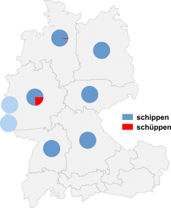 Relative Auftretenshäufigkeit von schippen / schüppen innerhalb der einzelnen Areale