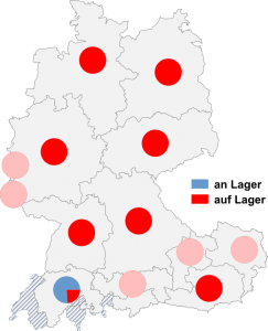 Relative Auftretenshäufigkeit von an Lager / auf Lager innerhalb der einzelnen Areale