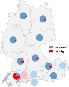 Relative Auftretenshäufigkeit von lärmend / lärmig innerhalb der einzelnen Areale