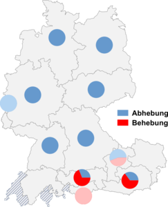 Relative Auftretenshäufigkeit von Abhebung / Behebung innerhalb der einzelnen Areale