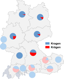 Relative Auftretenshäufigkeit von Kragen / Krägen innerhalb der einzelnen Areale