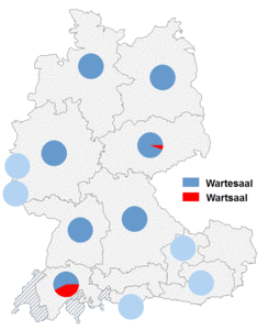 Relative Auftretenshäufigkeit von Wartesaal / Wartsaal innerhalb der einzelnen Areale