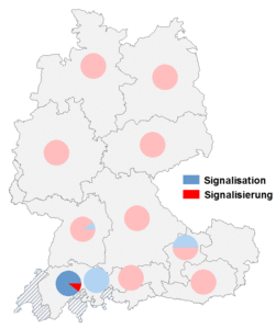Relative Auftretenshäufigkeit von Signalisation / Signalisierung innerhalb der einzelnen Areale