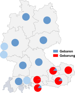 Relative Auftretenshäufigkeit von Gebaren / Gebarung innerhalb der einzelnen Areale
