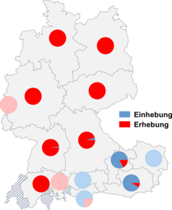 Relative Auftretenshäufigkeit von Einhebung / Erhebung innerhalb der einzelnen Areale