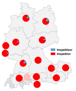 Relative Auftretenshäufigkeit von Inspekteur / Inspektor innerhalb der einzelnen Areale