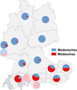 Relative Auftretenshäufigkeit von Modenschau / Modeschau innerhalb der einzelnen Areale