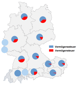 Relative Auftretenshäufigkeit von Vermögenssteuer / Vermögensteuer innerhalb der einzelnen Areale