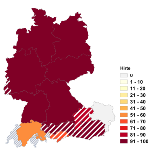 Relative Auftretenshäufigkeit von Hirte innerhalb der einzelnen Areale im Verhältnis zu Hirt (in %)