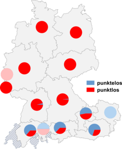 Relative Auftretenshäufigkeit von punktelos / punktlos innerhalb der einzelnen Areale