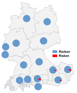 Relative Auftretenshäufigkeit von Risiken / Risken innerhalb der einzelnen Areale