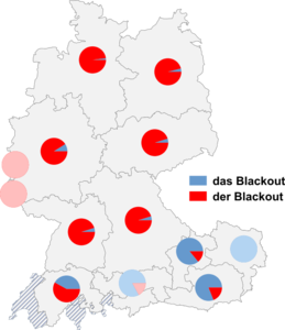 Relative Auftretenshäufigkeit von das Blackout / der Blackout innerhalb der einzelnen Areale