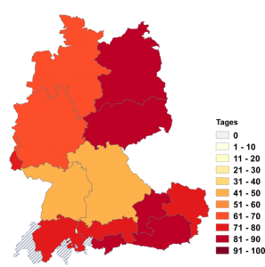 Relative Auftretenshäufigkeit von Tages innerhalb der einzelnen Areale im Verhältnis zu Tags (in %)