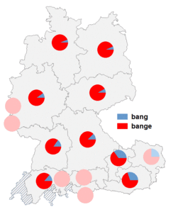 Relative Auftretenshäufigkeit von bang / bange innerhalb der einzelnen Areale