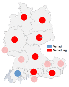 Relative Auftretenshäufigkeit von Verlad / Verladung innerhalb der einzelnen Areale