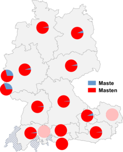 Relative Auftretenshäufigkeit von Maste / Masten innerhalb der einzelnen Areale