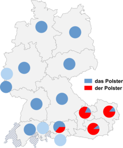 Relative Auftretenshäufigkeit von das Polster / der Polster innerhalb der einzelnen Areale