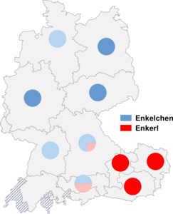 Relative Auftretenshäufigkeit von Enkelchen / Enkerl innerhalb der einzelnen Areale