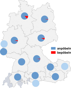 Relative Auftretenshäufigkeit von anpöbeln / bepöbeln innerhalb der einzelnen Areale
