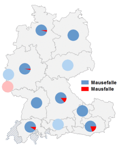 Relative Auftretenshäufigkeit von Mausefalle / Mausfalle innerhalb der einzelnen Areale