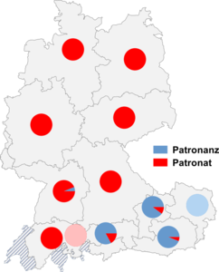 Relative Auftretenshäufigkeit von Patronanz / Patronat innerhalb der einzelnen Areale