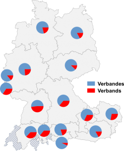 Relative Auftretenshäufigkeit von Verbandes / Verbands innerhalb der einzelnen Areale