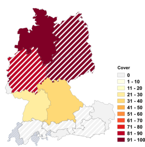 Relative Auftretenshäufigkeit von Cover innerhalb der einzelnen Areale im Verhältnis zu Covers (in %)