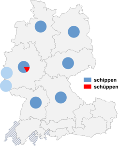 Relative Auftretenshäufigkeit von schippen / schüppen innerhalb der einzelnen Areale