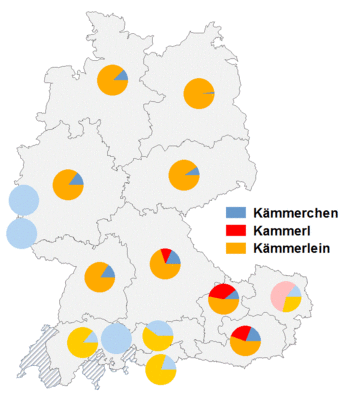 Relative Auftretenshäufigkeit von Kämmerchen / Kammerl / Kämmerlein innerhalb der einzelnen Areale