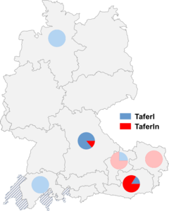 Relative Auftretenshäufigkeit von Taferl / Taferln innerhalb der einzelnen Areale