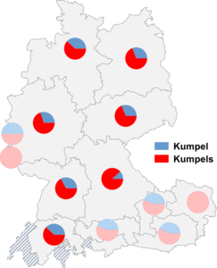 Relative Auftretenshäufigkeit von Kumpel / Kumpels innerhalb der einzelnen Areale