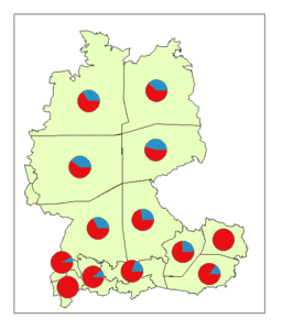 Relative Auftretenshäufigkeit von Anfang, Mitte, Ende der / des Jahrs / Monats / Saison / Woche und Anfang, Mitte, Ende Jahr / Monat / Saison / Woche innerhalb der einzelnen Arealen