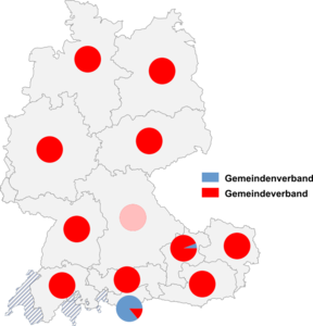 Relative Auftretenshäufigkeit von Gemeindenverband / Gemeindeverband innerhalb der einzelnen Areale