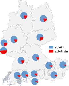 Relative Auftretenshäufigkeit von so ein / solch ein innerhalb der einzelnen Areale