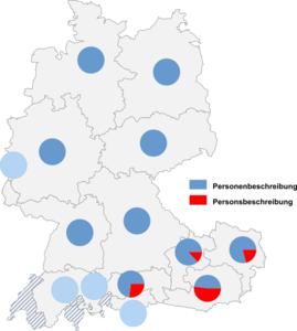 Relative Auftretenshäufigkeit von Personenbeschreibung / Personsbeschreibung innerhalb der einzelnen Areale