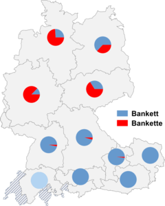Relative Auftretenshäufigkeit von Bankett / Bankette innerhalb der einzelnen Areale
