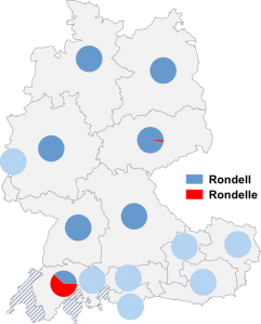 Relative Auftretenshäufigkeit von Rondell / Rondelle innerhalb der einzelnen Areale