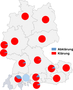 Relative Auftretenshäufigkeit von Abklärung / Klärung innerhalb der einzelnen Areale