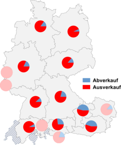 Relative Auftretenshäufigkeit von Abverkauf / Ausverkauf innerhalb der einzelnen Areale