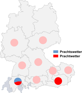 Relative Auftretenshäufigkeit von Prachtswetter / Prachtwetter innerhalb der einzelnen Areale