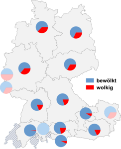 Relative Auftretenshäufigkeit von bewölkt / wolkig innerhalb der einzelnen Areale
