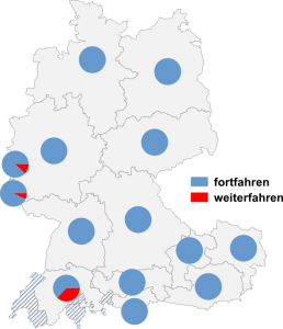 Relative Auftretenshäufigkeit von fortfahren / weiterfahren innerhalb der einzelnen Areale